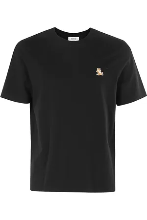 Maison Kitsuné Koszulki, Mężczyzna, Czarny, L, Bawełna, Koszulka z naszywką lisa Fox Patch Tee Shirt