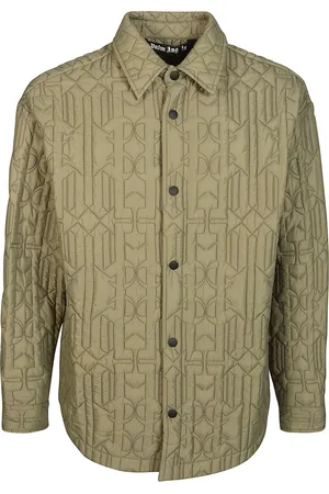 Palm Angels Kurtki, Mężczyzna, Zielony, M, Koszula z monogramem Quilted