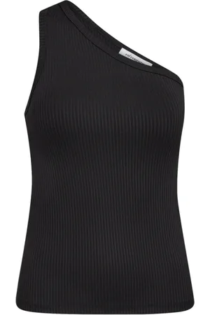 Co`Couture Koszulki, Kobieta, Czarny, S, Poliester, Prążkowany Top na Ramiączkach