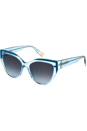 Furla Akcesoria, Kobieta, Niebieski, ONE SIZE, Niebieskie okulary przeciwsłoneczne z octanu z gradientowymi szkłami