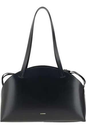 Jil Sander Torebki, Kobieta, Czarny, ONE SIZE, Skórzana torba na ramię z zapięciem na sznurek