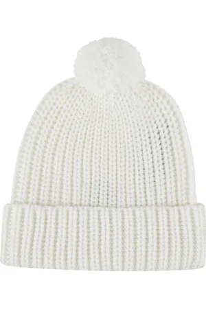 Dsquared2 Akcesoria, Kobieta, Biały, ONE SIZE, Wełna, Czapka Beanie z Dzianiny i Pomponem