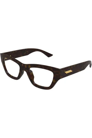 Bottega Veneta Akcesoria, Kobieta, brązowy, ONE SIZE, Len, Prostokątna oprawka z acetatu na każdą okazję