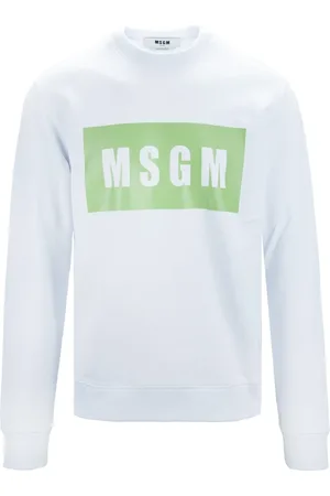 Msgm Bluzy, Mężczyzna, Biały, M, Bawełna, Sweter Pulower z Nadrukiem Logo