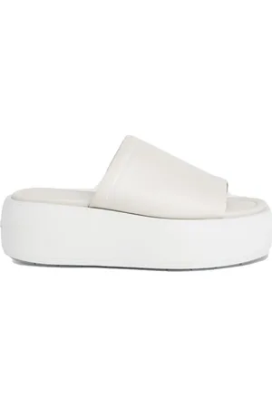 Calvin Klein Buty, Kobieta, Beżowy, 41 EU, Skóra, Beżowe Klapki Flatform Slide