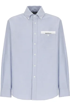 Palm Angels Koszule, Mężczyzna, Niebieski, XL, Bawełna, Sartorial Tape Shirt