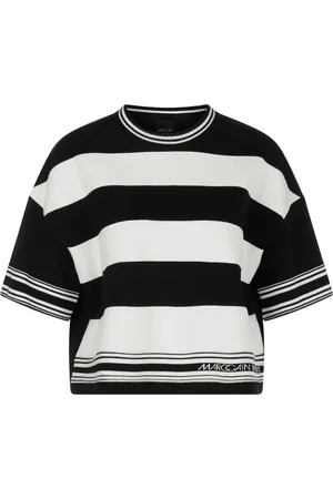Marc Cain Swetry, Kobieta, Czarny, XL, Pasiasty Krótki Sweter
