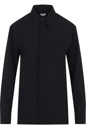 Bottega Veneta Bluzki, Kobieta, Niebieski, 3XS, Wełna, Elegancka wełniana koszula