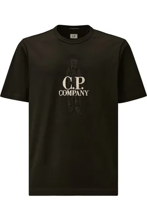 C.P. Company Koszulki, Mężczyzna, Czarny, L, Bawełna, Czarna Bawełna Regular Fit T-shirt