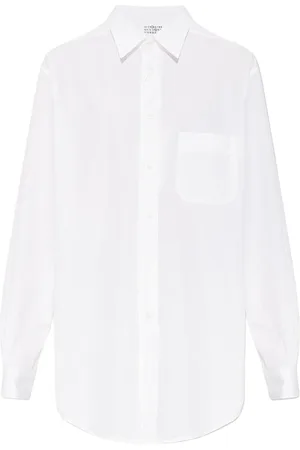 Maison Margiela Bluzki, Kobieta, Biały, XS, Bawełna, Biała koszula z bawełny zapinana na guziki