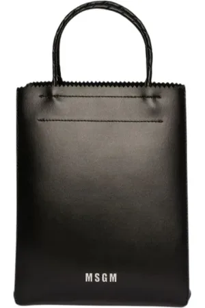 Msgm Torebki, Kobieta, Czarny, ONE SIZE, Skóra, Mała skórzana torba typu tote