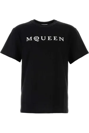 Alexander McQueen Koszulki, Mężczyzna, Czarny, XL, Czarna Bawełniana Koszulka