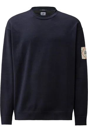 C.P. Company Bluzy, Mężczyzna, Niebieski, S, Niebieski Sweter z Naszywką Marynarza Ss 25