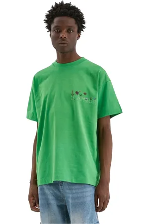 FLÂNEUR Koszulki, Mężczyzna, Zielony, L, Bawełna, Zielony Graficzny T-shirt Botaniczny