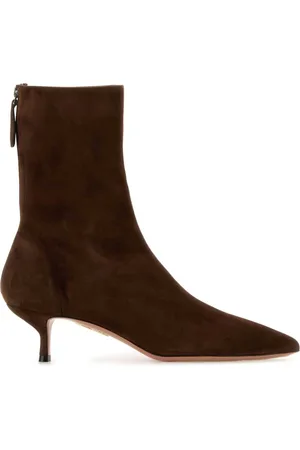 Aquazzura Buty, Kobieta, brązowy, 38 EU, Zamsz, Brązowe zamszowe botki Montmartre