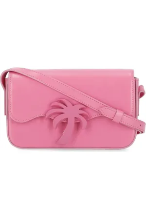 Palm Angels Torebki, Kobieta, Różowy, ONE SIZE, Skóra, Gładka Skórzana Torba na Ramię