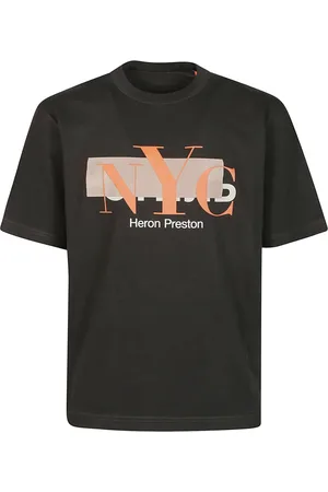 Heron Preston Koszulki, Mężczyzna, Czarny, S, Czarno-Pomarańczowa Koszulka NYC Censored