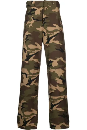 Palm Angels Spodnie, Mężczyzna, Zielony, S, Bawełna, Satorial Camo Workpant