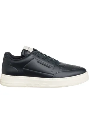 Emporio Armani Buty, Mężczyzna, Niebieski, 44 EU, Skóra, Plain Lace-Up Sneakers