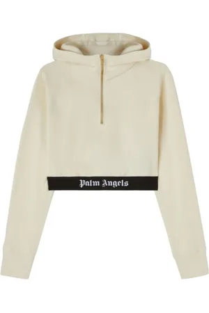 Palm Angels Bluzy, Kobieta, Beżowy, L, Bawełna, Beżowa bawełniana bluza z kapturem