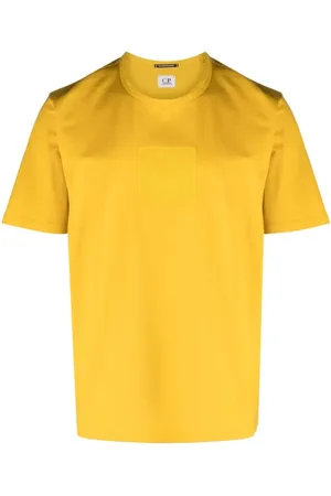 C.P. Company Koszulki, Mężczyzna, Żółty, M, Bawełna, Koszulka Metropolis Series Mercerized Jersey z naszywką z logo