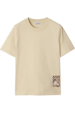 Burberry Koszulki, Kobieta, Beżowy, S, Bawełna, T-shirt z naszywką w kratę Vintage Check