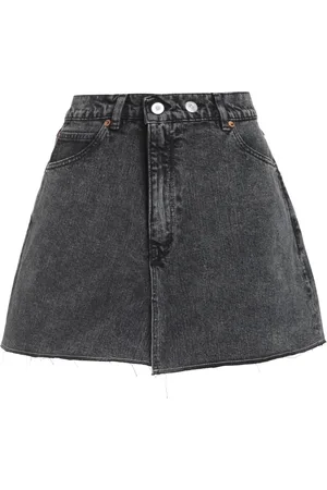 OUR LEGACY Spódnice, Kobieta, Szary, S, Denim, Denimowa mini spódniczka z logo na tyle