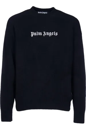 Palm Angels Swetry, Mężczyzna, Czarny, S, Dzianina z okrągłym dekoltem