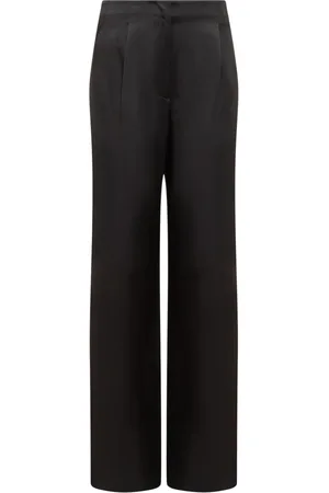 Msgm Spodnie, Kobieta, Czarny, S, Len, Długie spodnie palazzo
