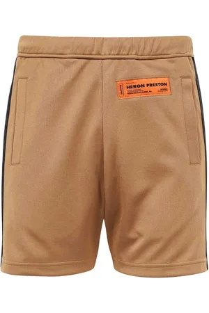 Heron Preston Szorty, Mężczyzna, brązowy, L, Bawełna, Szorty Bermuda Casual z Naszywką Logo