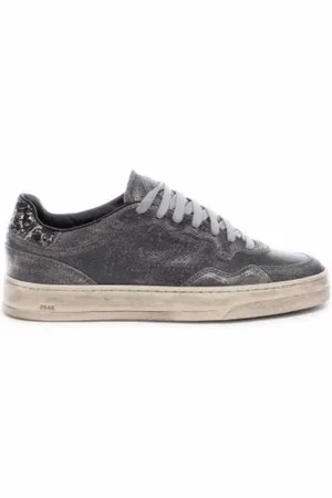 P448 Buty, Kobieta, Czarny, 36 EU, Bawełna, Metaliczne Sneakersy Skórzane Bali Washed Stone