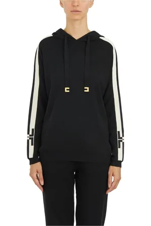 Elisabetta Franchi Bluzy, Kobieta, Czarny, S, Bluza z Kapturem Wiskozowa