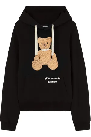Palm Angels Bluzy, Mężczyzna, Czarny, S, Bawełna, Bear Mind Hoody