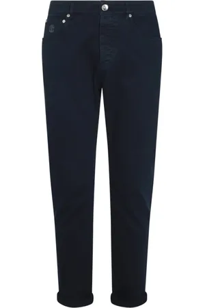 Brunello Cucinelli Jeansy, Mężczyzna, Niebieski, M, Bawełna, Granatowe jeansy bawełniane