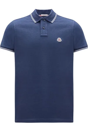 Moncler Koszulki, Mężczyzna, Niebieski, M, Granatowy Polo z Paskami