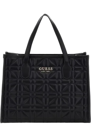 Guess Torebki, Kobieta, Czarny, ONE SIZE, Bawełna, Silvana Double Compartment Tote