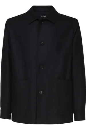 Ermenegildo Zegna Kurtki, Mężczyzna, Niebieski, L, Wełna, Wełniana kurtka typu chore jacket