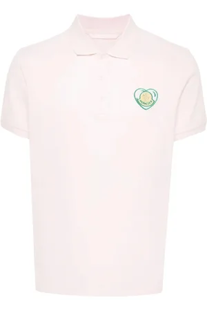 Moncler Koszulki, Mężczyzna, Różowy, L, Różowy Polo z Logo Serca