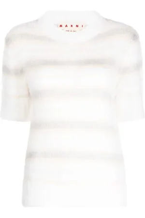Marni Swetry, Kobieta, Biały, S, Wełna, T-shirt z szczotkowanej moheru