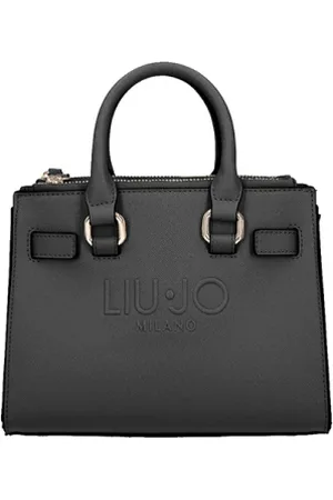 Liu Jo Torebki, Kobieta, Czarny, ONE SIZE, Skóra, Czarna torba shopper z złotymi detalami