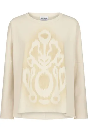 Dondup Koszulki, Kobieta, Beżowy, S, Oversized Bluza z Nadrukiem