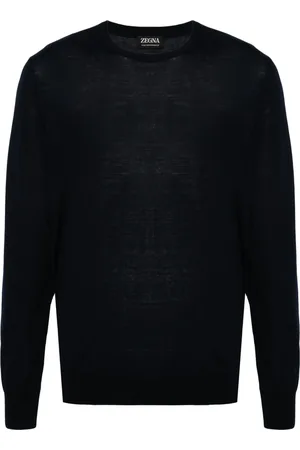 Ermenegildo Zegna Swetry, Mężczyzna, Niebieski, 2XL, Wełna, Luksusowa wełniana dzianina z okrągłym dekoltem