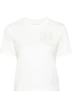 Palm Angels Koszulki, Kobieta, Biały, S, Bawełna, Monogram Tee