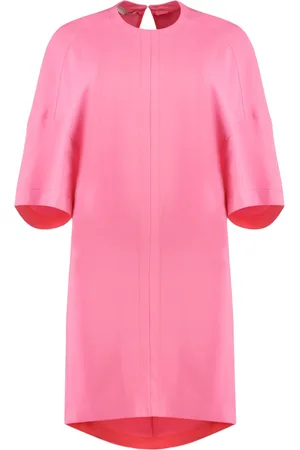 Stella McCartney Sukienki, Kobieta, Różowy, S, Sukienka z wiskozy z oversize rękawami
