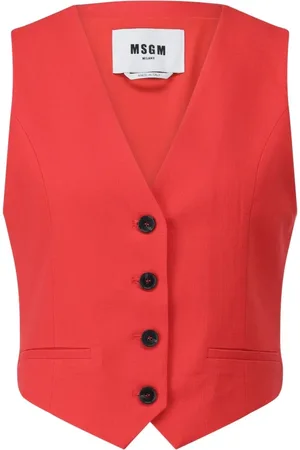 Msgm Kurtki, Kobieta, Czerwony, M, Elegancka kamizelka z dekoltem w serek