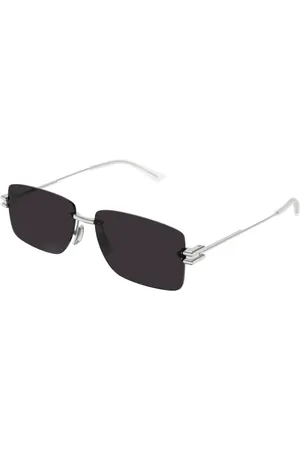 Bottega Veneta Akcesoria, unisex, Szary, ONE SIZE, Prostokątne okulary przeciwsłoneczne z metalową ramką
