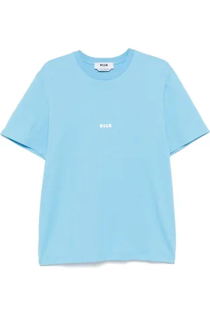 Msgm Koszulki, Mężczyzna, Niebieski, S, Bawełna, Bawełniany T-shirt z nadrukowanym logo