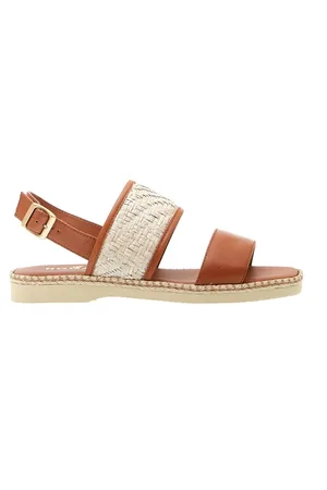 Hogan Buty, Kobieta, brązowy, 38 EU, Skóra, Płaskie skórzane sandały Cuoio Rafia