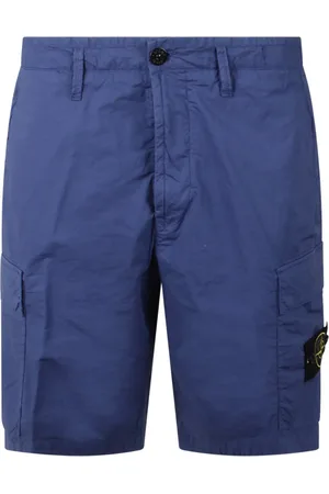 Stone Island Szorty, Mężczyzna, Niebieski, W33, Bawełna, Krótkie Spodnie Cargo z Wieloma Kieszeniami