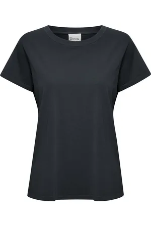 My Essential Wardrobe Koszulki, Kobieta, Czarny, L, Bawełna, Czarny T-shirt Top